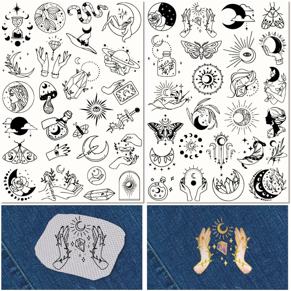Sewing Embroidery Fabric - 51Pcs Boho Moon Sun Rozpuszczalne w